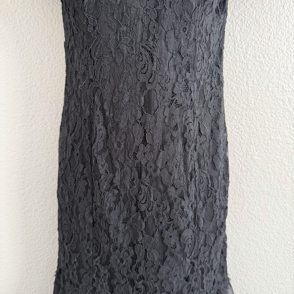 Vintage Casadei Dress 1980s Lace Bodycon Midi Flutter Sleeve Lined READ Cocktail - Picture 13 of 14